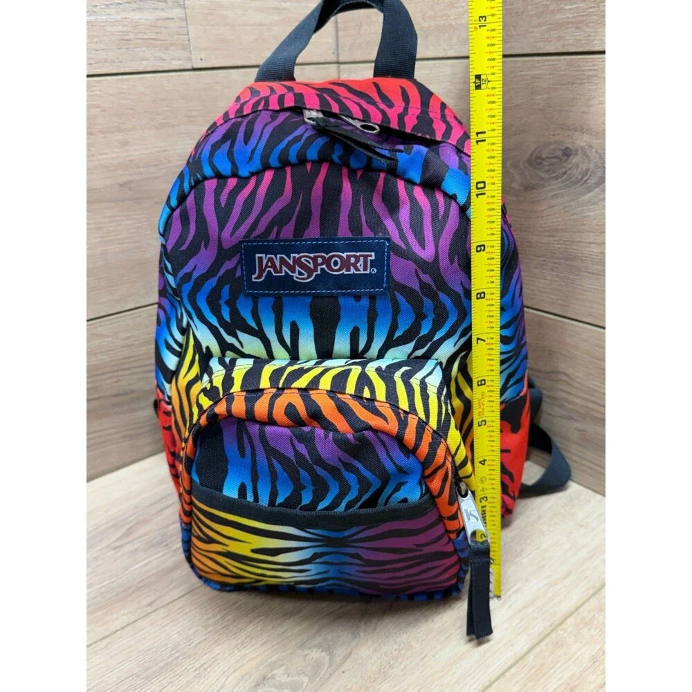 JanSport Rainbow Zebra Print Mini Backpack Made in USA - 90s Vintage